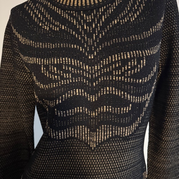 Roberto Cavalli Black and Gold Knit Dress - Picture 2 of 8